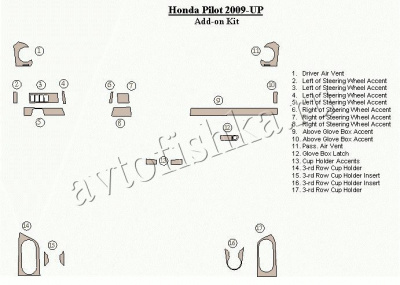 Декоративные накладки салона Honda Pilot 2009-н.в. дополнительный набор