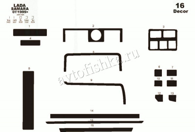 Декоративные накладки салона для Ваз 21099 1997-2003 Набор VAZ-10A.